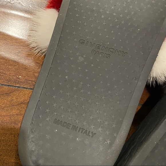 Givenchy Red and White Mink Slides - Picture 4 of 7